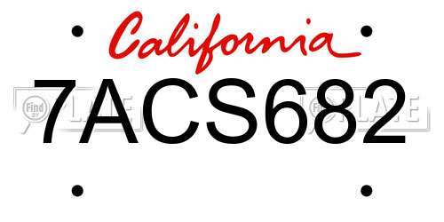 7ACS682 California License Plate