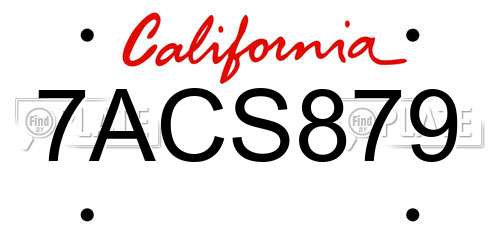 7ACS879 California License Plate