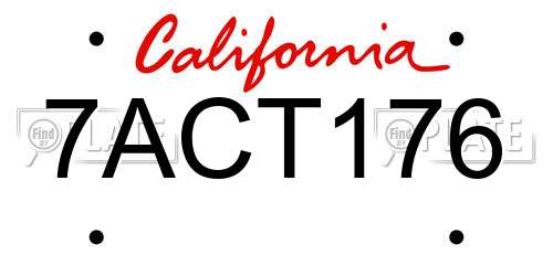 7ACT176 California License Plate