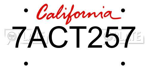 7ACT257 California License Plate