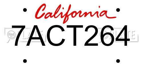 7ACT264 California License Plate