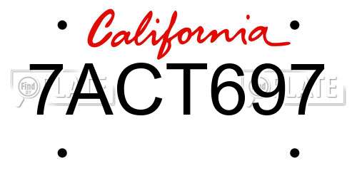 7ACT697 California License Plate
