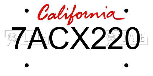 7ACX220 California License Plate