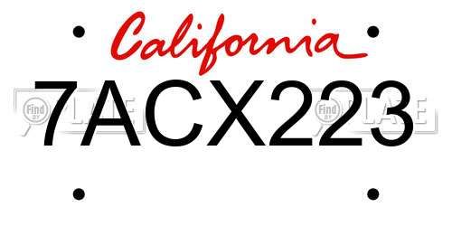 7ACX223 California License Plate
