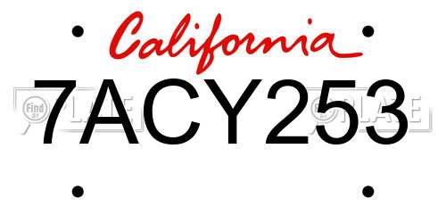7ACY253 California License Plate