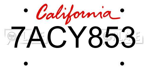 7ACY853 California License Plate