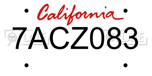 7ACZ083 California License Plate