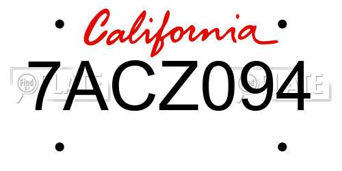 7ACZ094 California License Plate