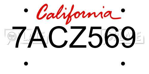 7ACZ569 California License Plate