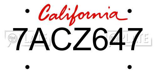 7ACZ647 California License Plate