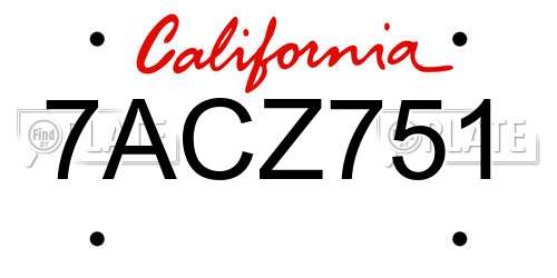 7ACZ751 California License Plate