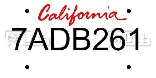 7ADB261 California License Plate