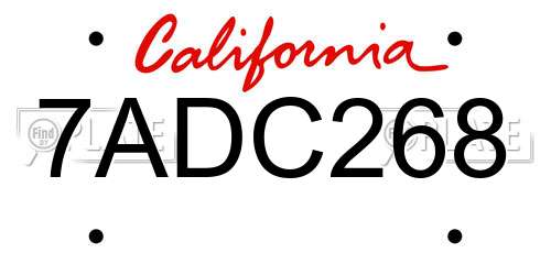7ADC268 California License Plate