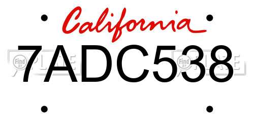 7ADC538 California License Plate