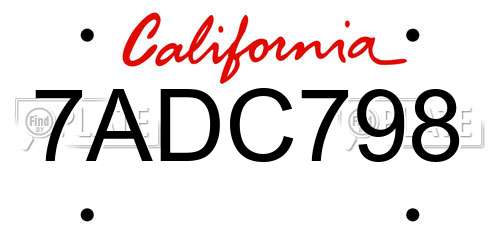 7ADC798 California License Plate