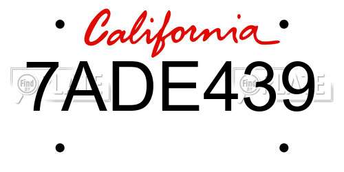 7ADE439 California License Plate