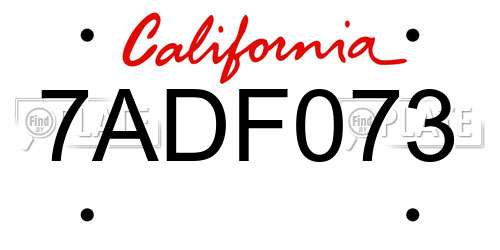 7ADF073 California License Plate