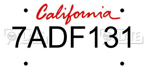 7ADF131 California License Plate