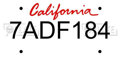 7ADF184 California License Plate