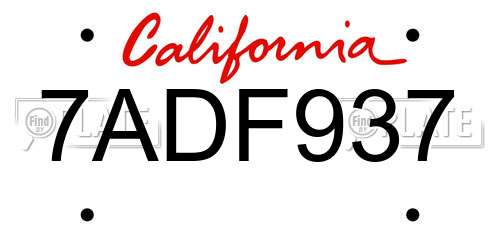7ADF937 California License Plate