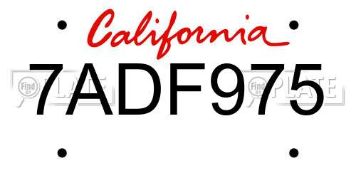 7ADF975 California License Plate
