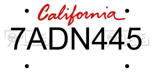 7ADN445 California License Plate