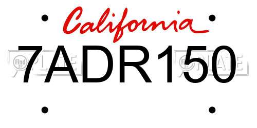 7ADR150 California License Plate