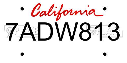 7ADW813 California License Plate