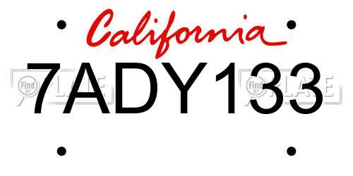 7ADY133 California License Plate
