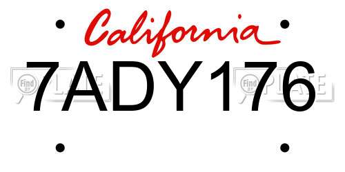7ADY176 California License Plate