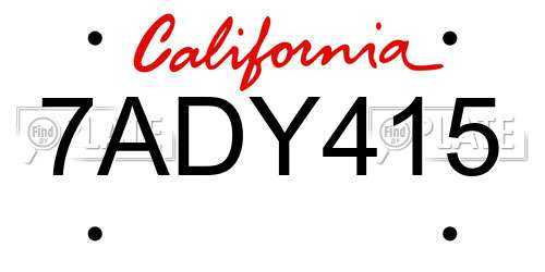 7ADY415 California License Plate