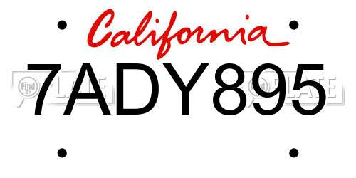 7ADY895 California License Plate