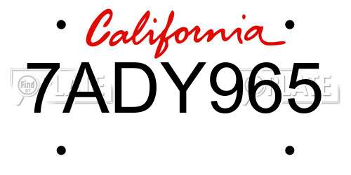 7ADY965 California License Plate