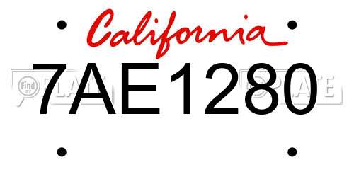 7AE1280 California License Plate
