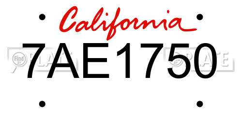 7AE1750 California License Plate