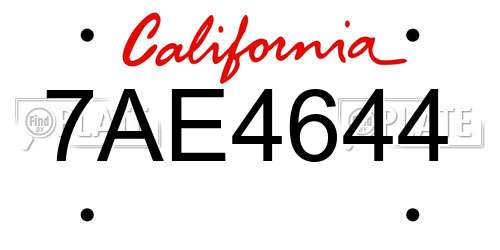 7AE4644 California License Plate