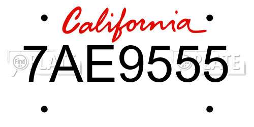 7AE9555 California License Plate