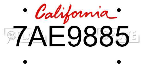7AE9885 California License Plate