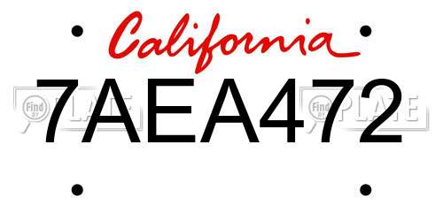 7AEA472 California License Plate