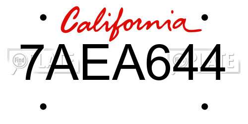 7AEA644 California License Plate