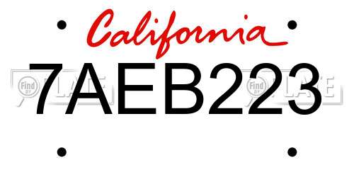 7AEB223 California License Plate