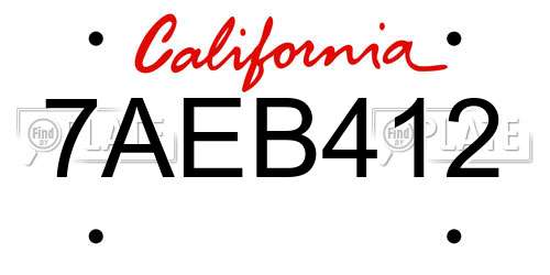 7AEB412 California License Plate