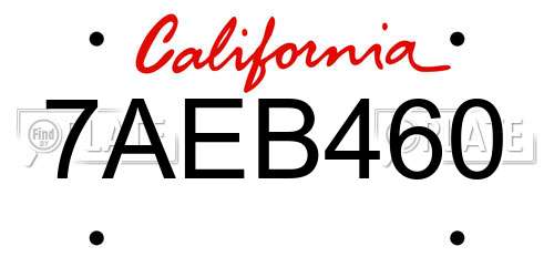 7AEB460 California License Plate