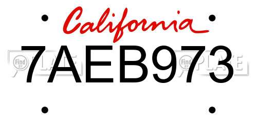 7AEB973 California License Plate