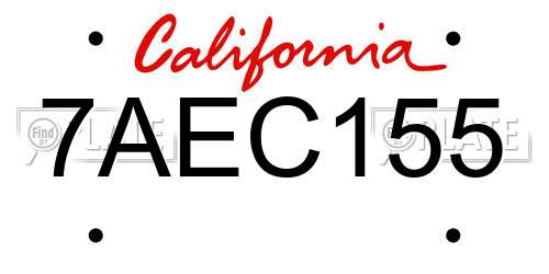 7AEC155 California License Plate