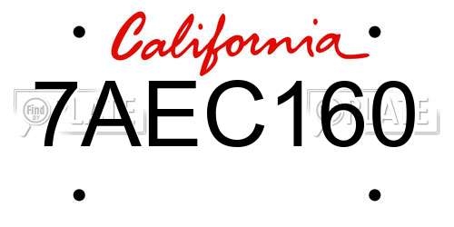 7AEC160 California License Plate