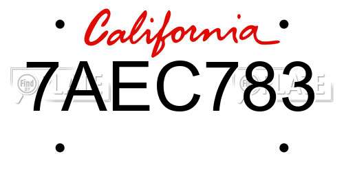 7AEC783 California License Plate