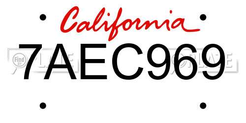 7AEC969 California License Plate