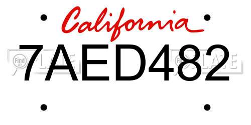 7AED482 California License Plate