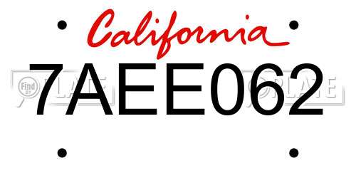 7AEE062 California License Plate